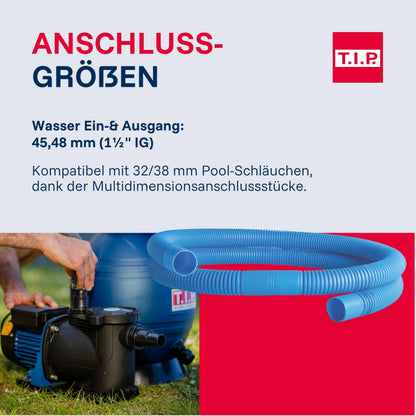 T.I.P. SPP 600 FT Poolpumpe mit Timer, 13.000 l/h, selbstansaugend