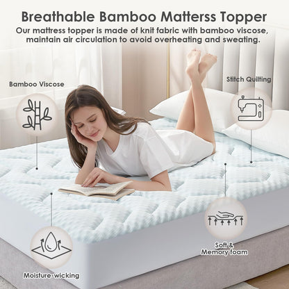 EHEYCIGA Gel Topper 140x200 cm Memory Foam Matratzentopper, weiss