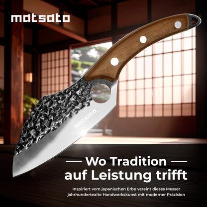 Matsato Messerset 3-teilig | Küchenmesser-Set mit Buchenholzgriff