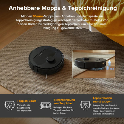 roborock QV 35A Saugroboter mit Wischfunktion, 8000 Pa, Schwarz