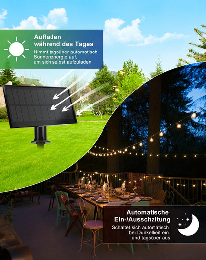 Zuske Solar-Lichterkette Aussen 15 m, 25+2 G40 LED warmweiss IP65