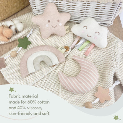 COTTONBEBE Baby Mobile mit Spieluhr, 35 Melodien, Regenbogen