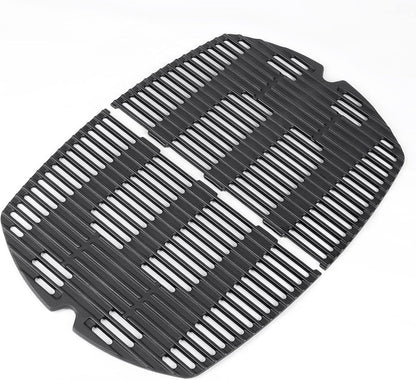 GFTIME 7646 Grillrost aus Gusseisen für Weber Q300/Q3000, 2 Stück, schwarze rechteckige Gussroste