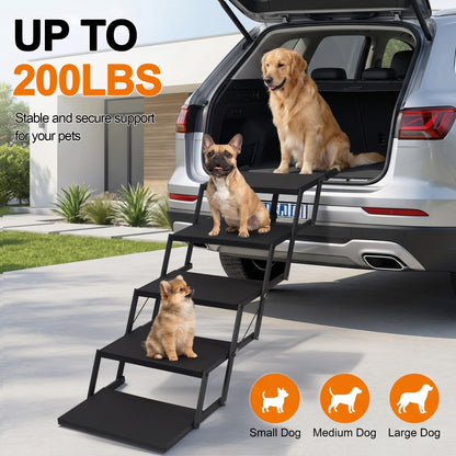 Niubya Hundetreppe Auto klappbar, 6 Stufen, Einstiegshilfe bis 90 kg