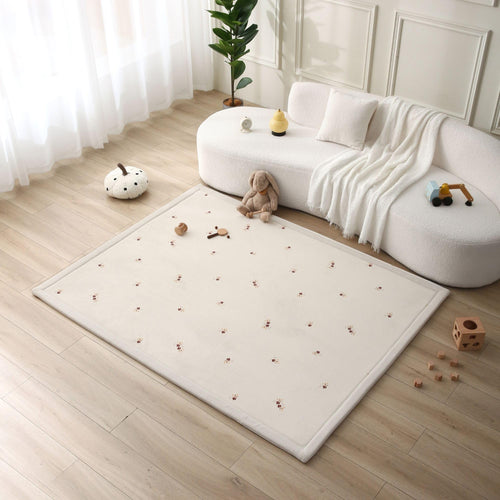 Hakuna Matte Spielmatte Baby, Blumen, 200x150 cm, Memory-Schaum – flauschiger rechteckiger Krabbelteppich