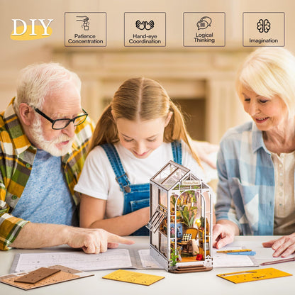 ROBOTIME DIY Book Nook Kit Gartenhaus mit LED, 3D Puzzle Modellbausatz