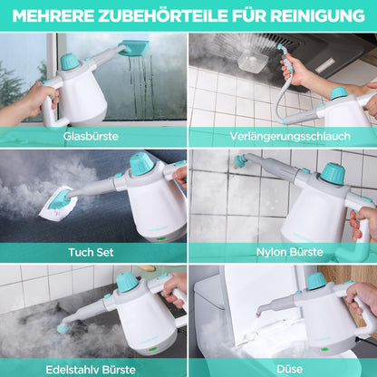 HAUSHOF Dampfreiniger Handgerät 450 ml mit 8 Zubehörteilen, 1200 W