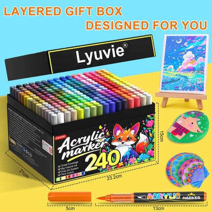 Lyuvie Acrylstifte Set 240 Farben – wasserfeste Acrylmarker