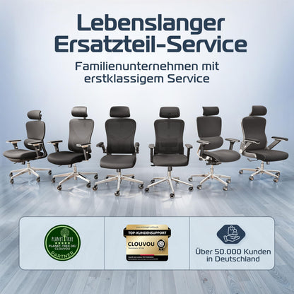 CLOUVOU BrightSeat ergonomischer Bürostuhl bis 150 kg mit Mesh-Bezug