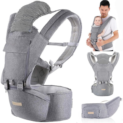 Kisdream Babytrage 9-in-1, ergonomisch, für Babys 3–36 Monate, Baumwolle, mit Kapuze