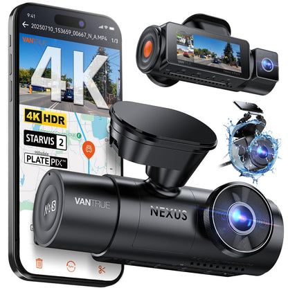 VANTRUE N4 Pro S 4K 3 Kanal Dashcam STARVIS 2 Parküberwachung. Schwarze, kompakte Dashcam zur Verkehrs-, Parküberwachung.