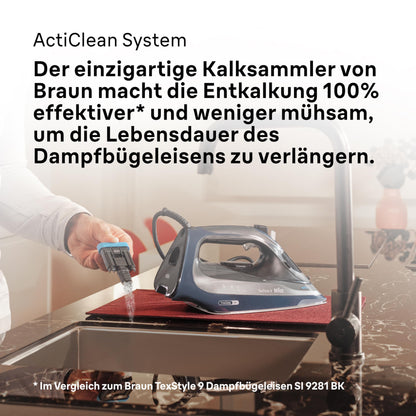 Braun TexStyle 9 SI9682 DB Dampfbügeleisen, FreeGlide 3D, dunkelblau