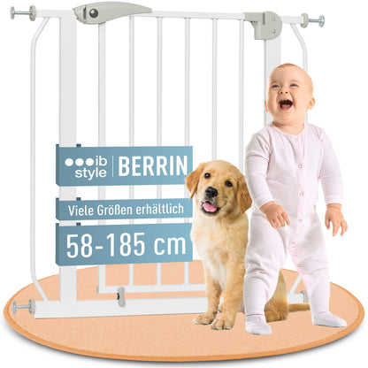 IB STYLE Berrin Treppenschutzgitter ohne Bohren Weiss 105-115 cm. Rechteckiges Klemmgitter zur sicheren Absperrung von Durchgängen.