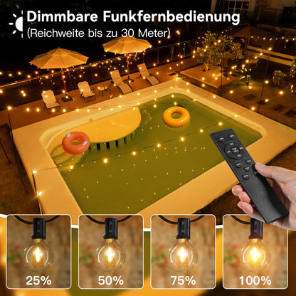 Hopexy Solar Lichterkette aussen 30 m, 52 G40 LED, IP65, Fernbedienung