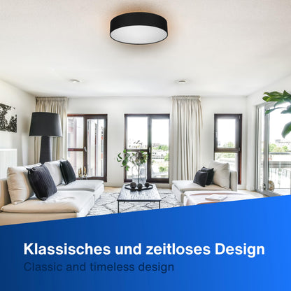 REV LED Deckenleuchte rund 40 cm mit Stoffschirm in Taupe, 2x E27