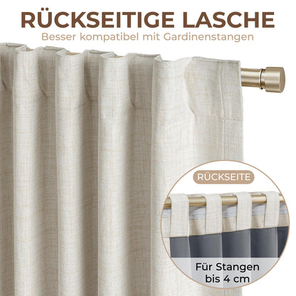 INOVADAY Verdunklungsvorhang Thermo 2er-Set Hellbeige 245 x 140 cm