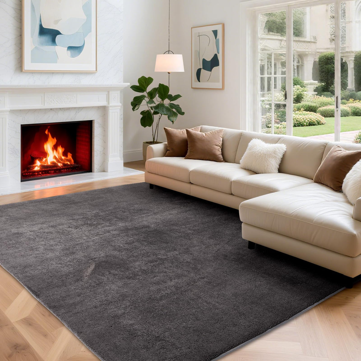 Puremy Kurzflor Teppich 140x200 cm Dunkelgrau, waschbar & rutschfest – rechteckig, aus Polyester