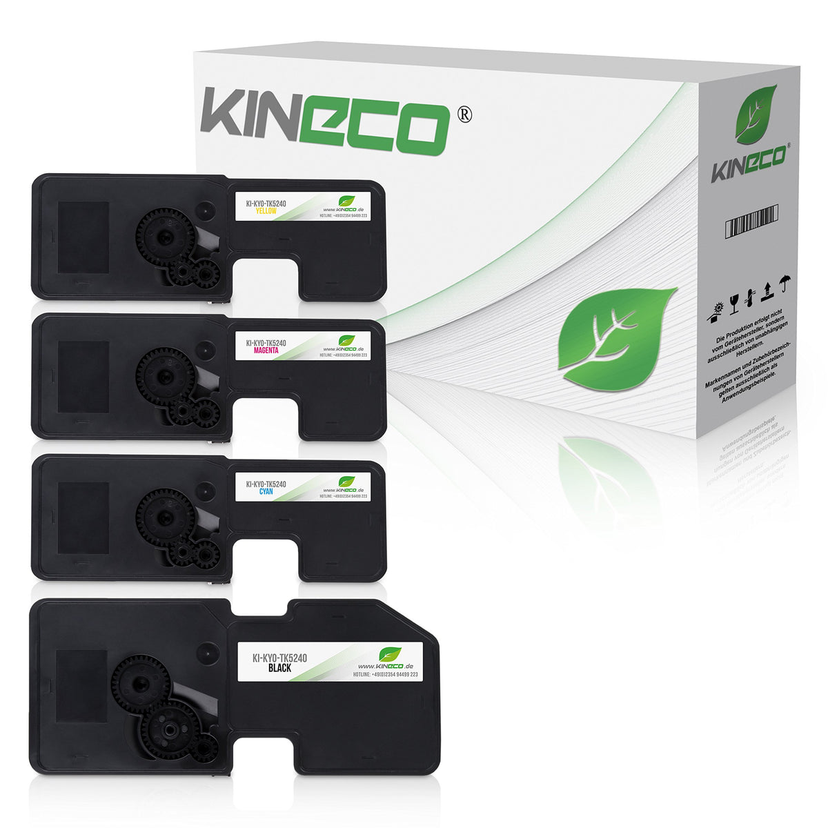 Kineco 4X Toner Multipack ersetzt TK5240 für Kyocera Ecosys M5526cdw – vier Tonerkartuschen in Schwarz und Farbe