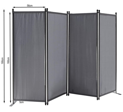 QUICK STAR Paravent 4-teilig 165 x 220 cm Raumteiler Sichtschutz Grau