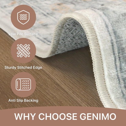 GENIMO Vintage Teppich 160x230 cm waschbar Boho Wohnzimmer Beige