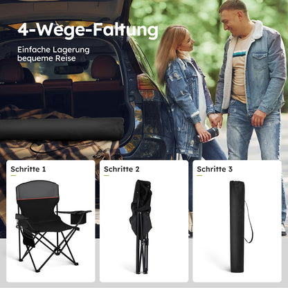 HIGH POINT SPORTS Campingstuhl 2er Set mit Getränkehalter & Kühlfach