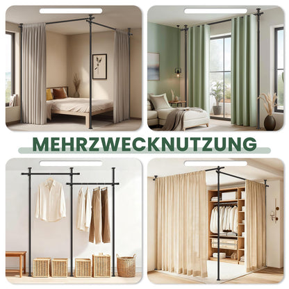 Jilron Gardinenstange ohne Bohren, Raumteiler, verstellbar, schwarz