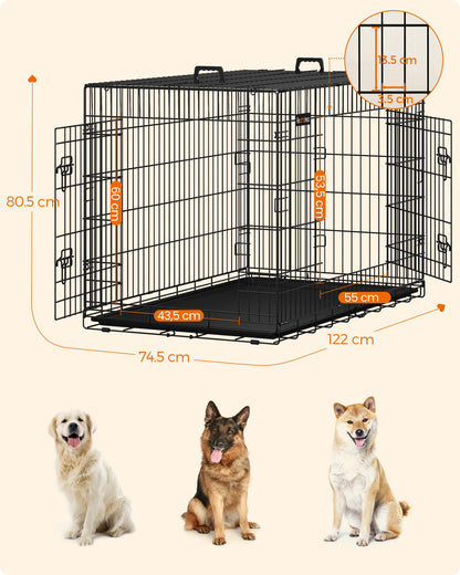 Feandrea PPD48BK Hundekäfig klappbar 122x75cm schwarz