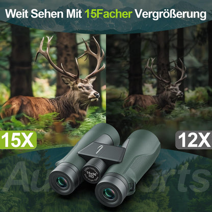Aurosports 15x56 HD Fernglas Grosses Sichtfeld für Erwachsene - Grün