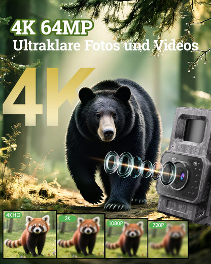 MAXDONE PH960W Wildkamera Solar WLAN 4K 64MP mit Nachtsicht