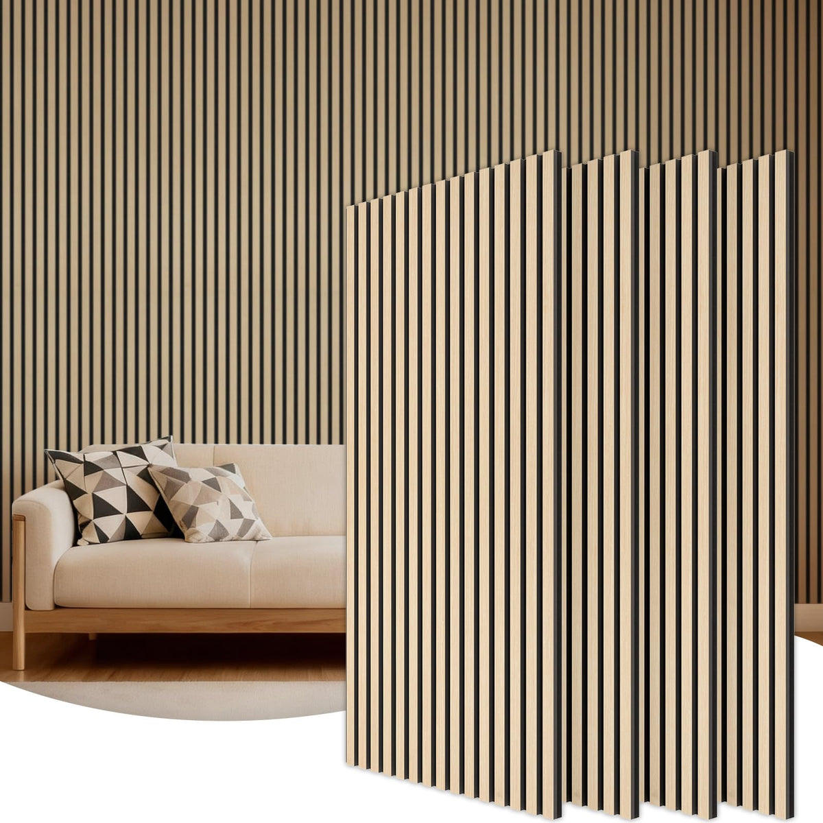 TONOR Akustikpaneele Holz Eiche, 4er Set Wandpaneele 120 x 60 cm mit Gitterstruktur in Holzoptik als Schallschutzplatten