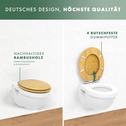Benkstein WC-Deckel aus Bambus mit Absenkautomatik, antibakteriell