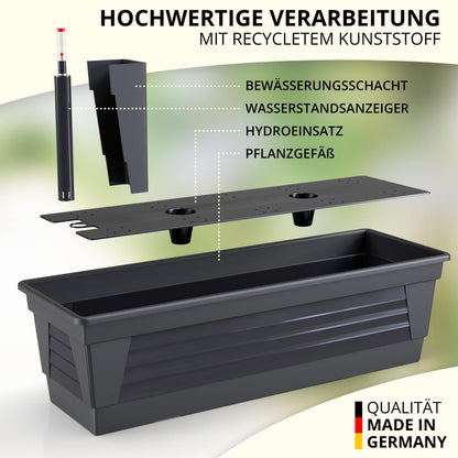 Plastard Blumenkasten Milano 3er Set, 60 cm, Anthrazit