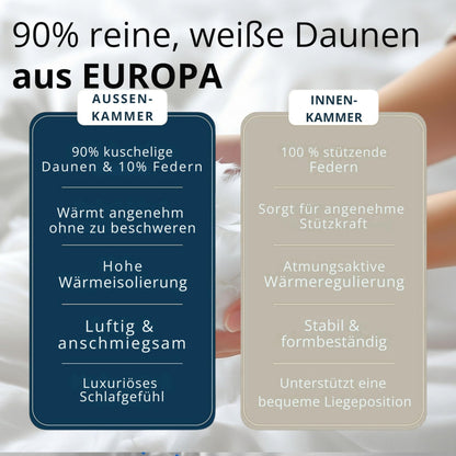 Brönning 3 Kammer Daunenkissen Kopfkissen – 40x80 90% Daune