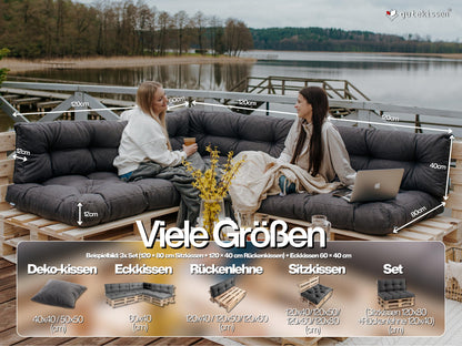Gutekissen Palettenkissen Sitzkissen 120x60, gesteppt, Anthrazit