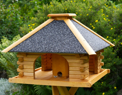 Deko-Shop-Hannusch Vogelhaus Solar & Ständer – Dach Stein anthrazit. Vogelhaus mit Solarfunktion zur Wildvogelfütterung.