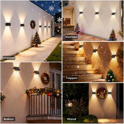 IIRARA LED Solar Wandleuchte Aussen SWL02 warmweiss IP67 6er-Set