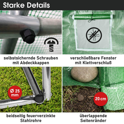 BRAST Foliengewächshaus mit Stahlfundament 200x300 cm, 6 m²