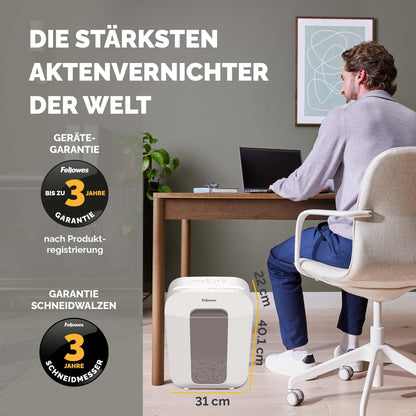 Fellowes FS-9C Aktenvernichter, Kreuzschnitt, 9 Blatt, P-4, weiss