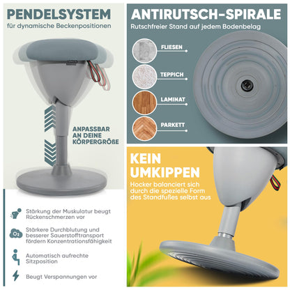 SteinLife Cone Büro-Wackelhocker Ergonomisch Höhenverstellbar