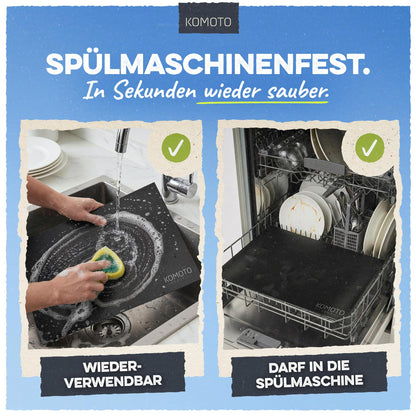 KOMOTO Grillmatte 6er Set 50x40 cm, extra dick, hitzebeständig