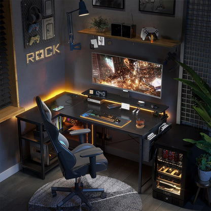 ODK Gaming Tisch L-Form Eckschreibtisch - Schwarz 120x80cm