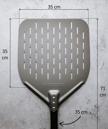 AMZBBQ Pizzaschieber perforiert aus Aluminium 35 x 71 cm