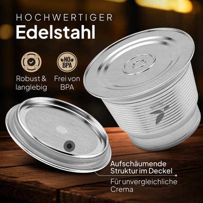 mahona Nachfüllbare Espressokapseln Edelstahl für Nespresso, 2 Stück