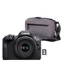 Canon EOS R100 spiegellose Systemkamera RF-S 18-45mm IS STM, schwarz, mit Kameratasche und 64GB SD-Karte