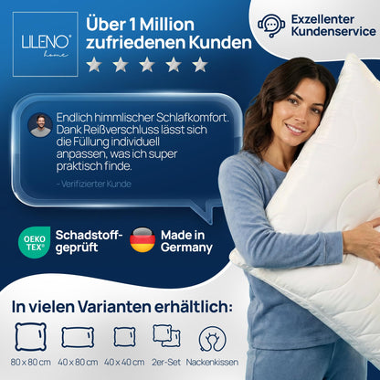LILENO HOME Allergiker Kopfkissen 80x80 cm, 4er Set, 95 °C waschbar