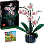 Lego Orchidee 10311 Blumen Deko Set - Inkl. Blumengarten 30659. Weiß-violette Orchideenblüten an grünen Stielen. Dekorativer Modellbausatz als Zierelement.