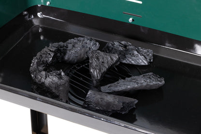 aro Holzkohlegrill Grillwagen mit 2 Grillrosten und Windschutz, grün
