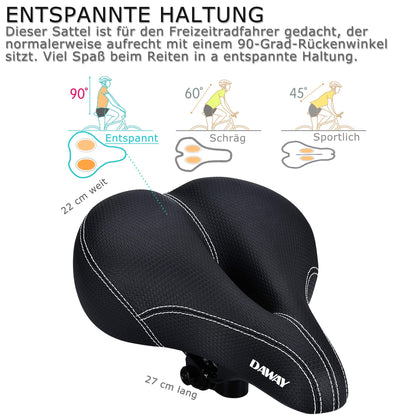 DAWAY C99 Velosattel mit Rücklicht, Memory-Schaum und Federung