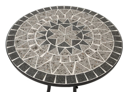 DEGAMO Bistrotisch Siena, Mosaiktisch rund 60 cm, Keramik grau/weiss