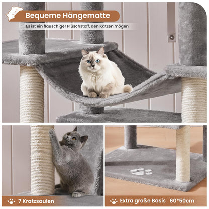 MSmask Kratzbaum gross XXL für grosse Katzen - Hellgrau